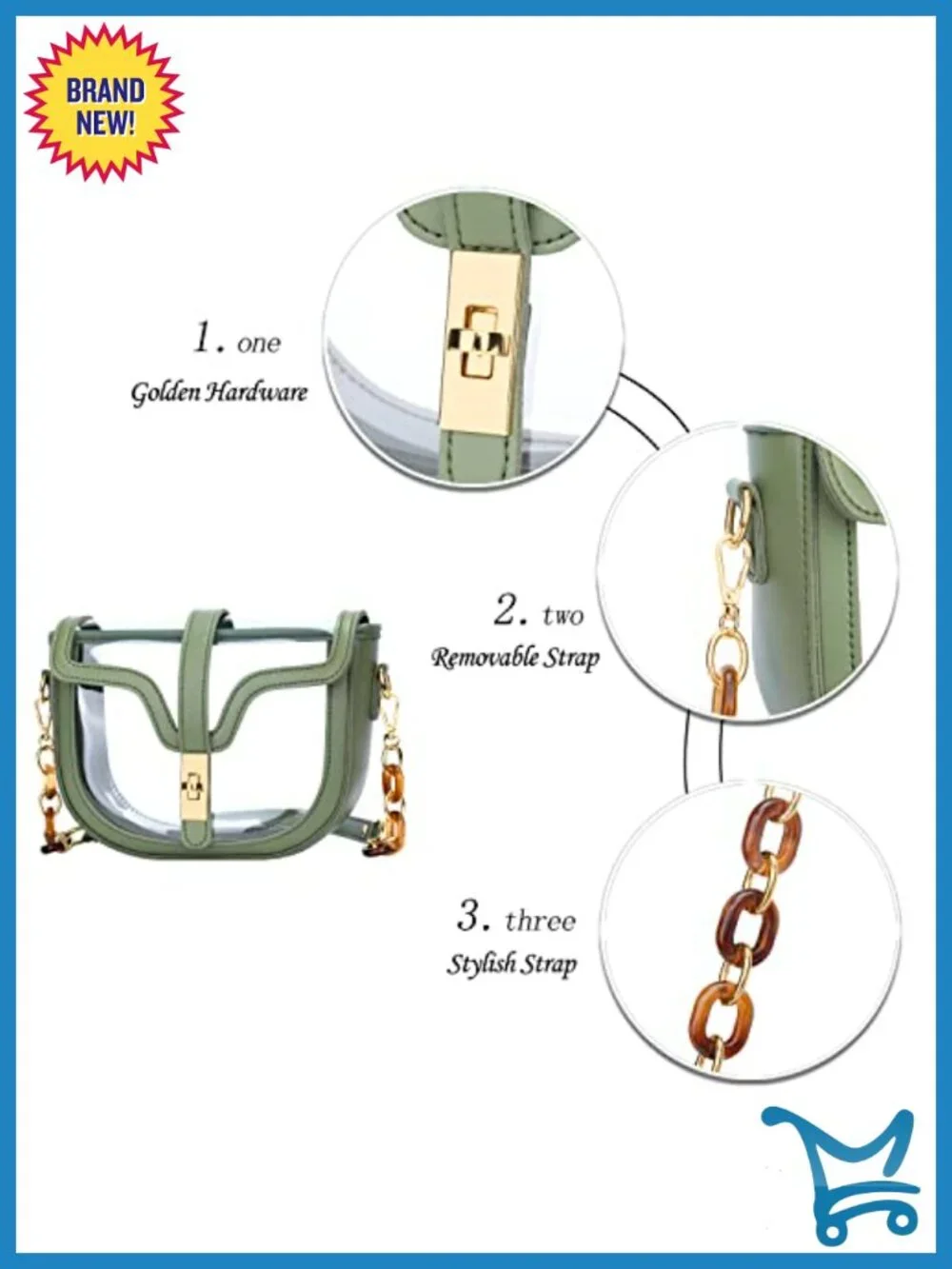 Clear Crossbody Purse Stadium Approved Women Transparent Shoulder Bag 2 Straps